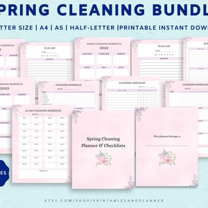 Spring Cleaning Checklists Printable, Cleaning Printable, Cleaning Planner, Cleaning Schedule, Cleaning Checklist, Cleaning Tracker