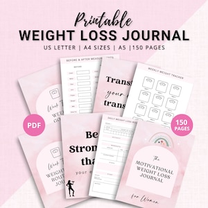 Diario motivacional de pérdida de peso imprimible, rastreador para comidas de ejercicio imprimible con agua, motivación para la pérdida de peso del arte de la pared, rastreador de fitness