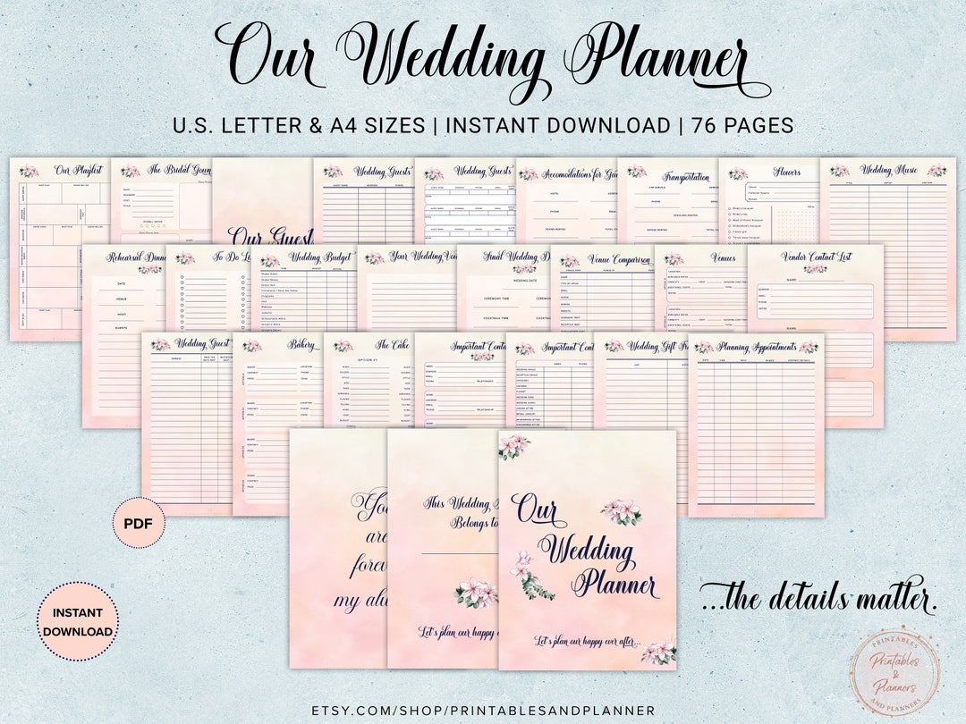 Wedding Planner Printable: DIY Wedding Organizer, Wedding Binder ...