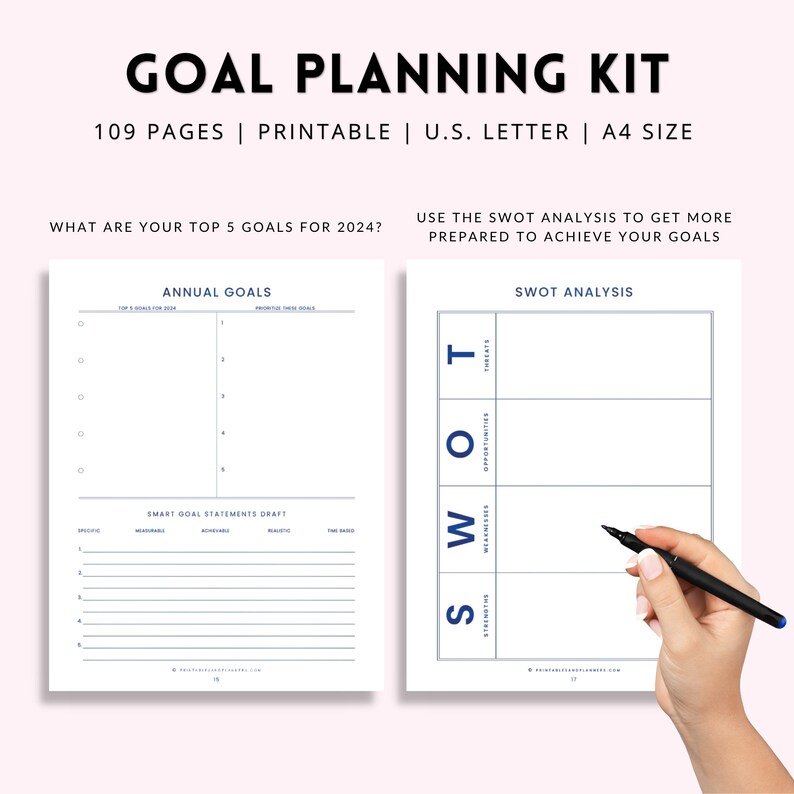 Printable Goal Planner Kit 2024, Goal Setting, Quarterly Goals, Yearly ...
