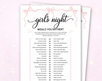 Would You Rather Girls Night Game Printable, Fun Party Game for Friends, Teen Sleepover Activity, Instant Download