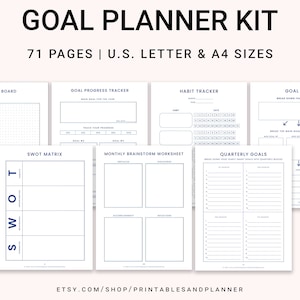 Goals Planner, Yearly Goals, Quarterly Planner, Goal Planning Kit, Goal Setting, Goals Year, Monthly Goal, Weekly Goal, Quarterly Goals