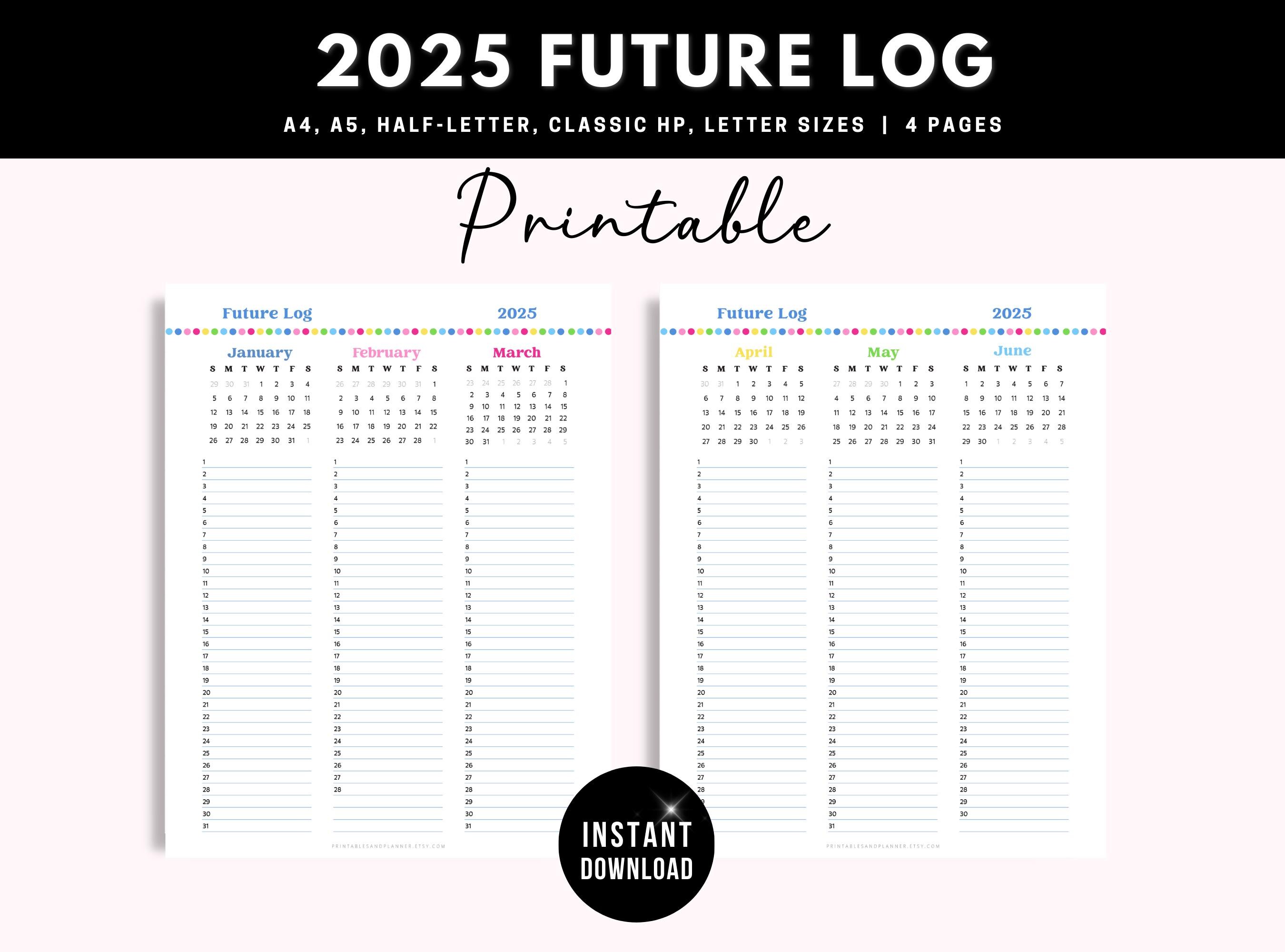2025 Log 2025 Future Log Printable - Yearly Planner - Monthly Overview - Instant ...