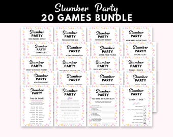 Slumber Party Games Bundle | 20 Teen Tween Birthday Sleepover Activities PDF Instant Download, Girl Party Printables, Kids Sleepover Fun