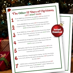 Left Right Christmas Game | Funny Gift Exchange | Printable Holiday Party Game | Instant Download PDF