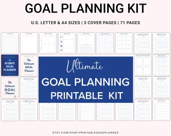 Goal Planner Kit, Yearly, Monthly, Weekly (Printable PDF)