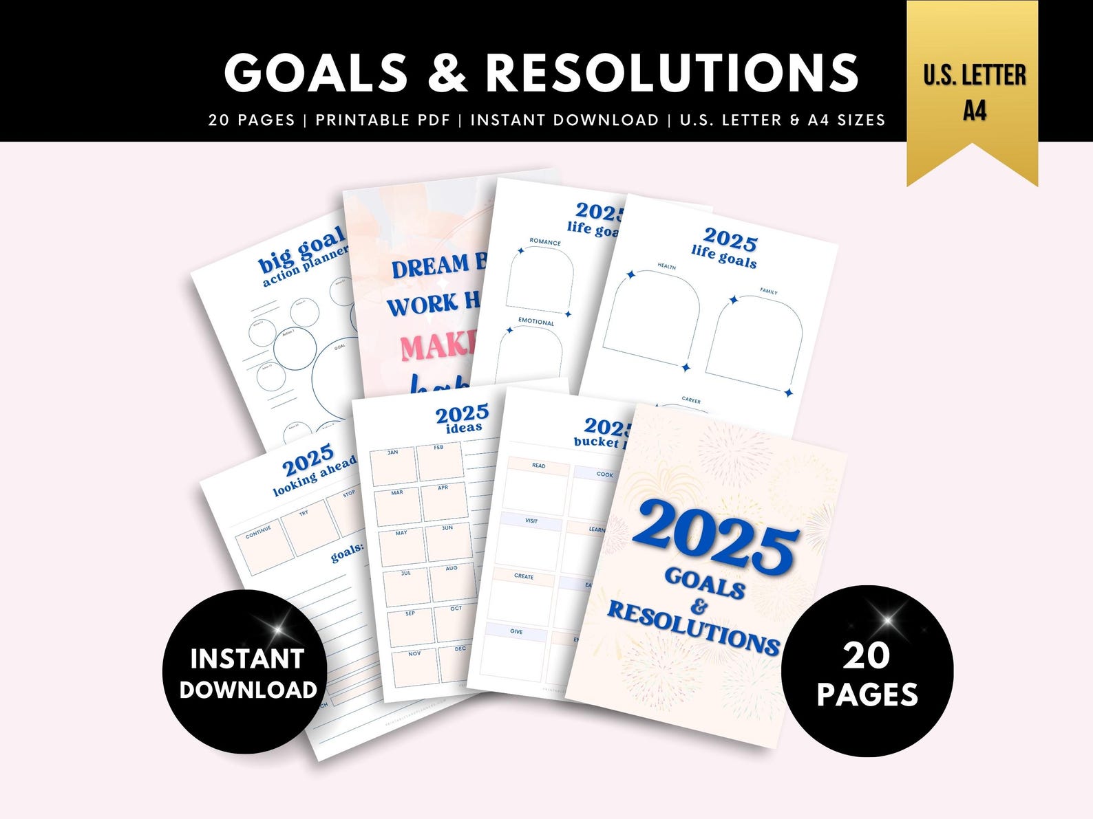 2025 Printable Goal Setting Planner and Affirmation Card Bundle | New ...