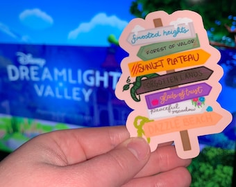 Dreamlight-Inspired Signposts Glossy Weatherproof Sticker