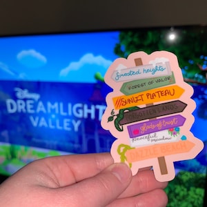 Dreamlight-Inspired Signposts Glossy Weatherproof Sticker