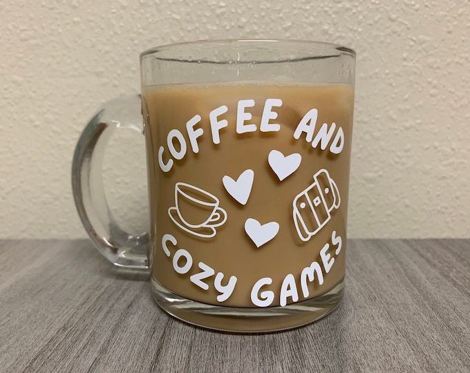 Coffee and Cozy Games Glass Coffee Mug