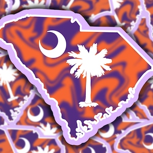 South Carolina Tigers Colors-Inspired Glossy Weatherproof Sticker
