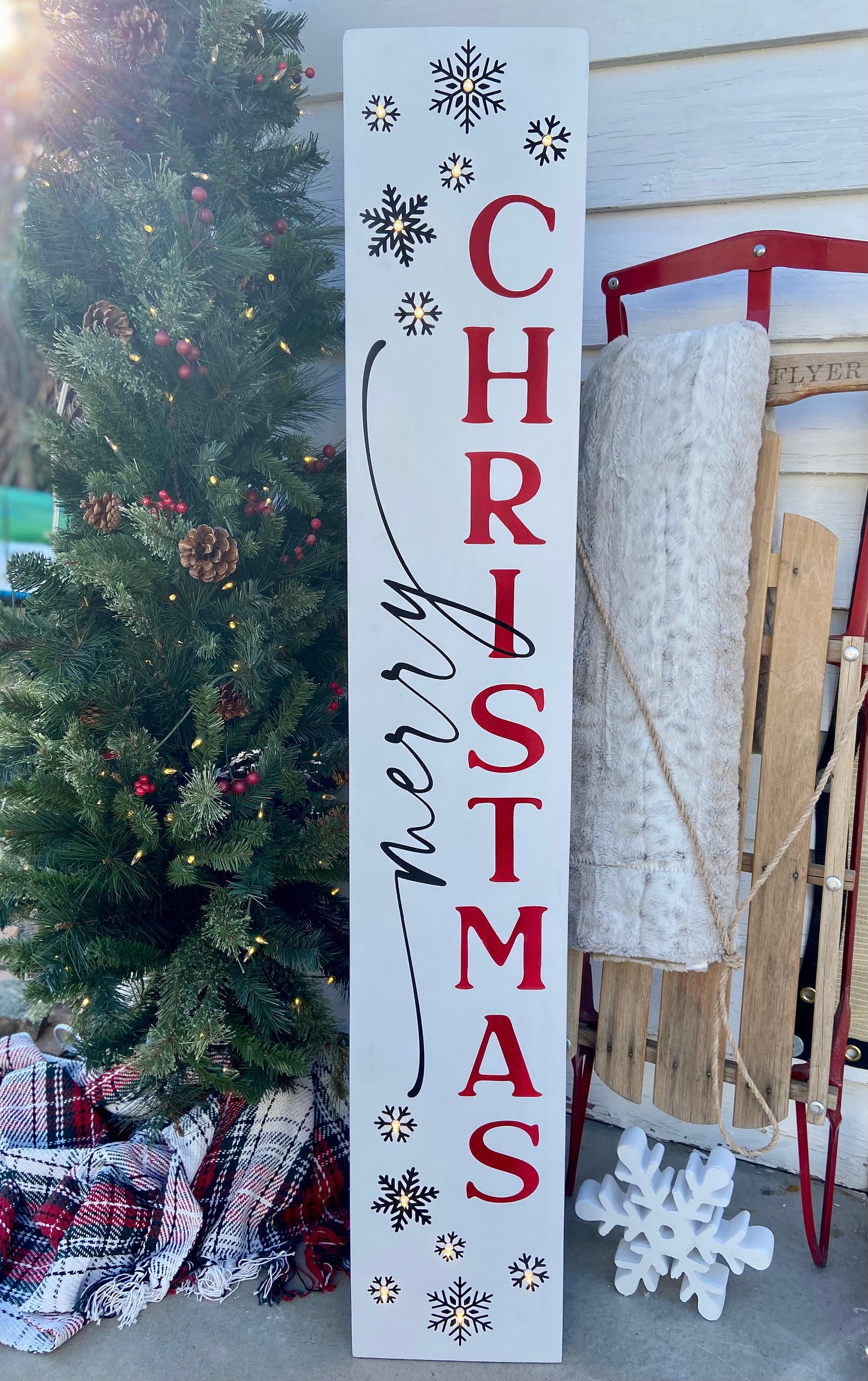 LED Lighted Merry Christmas Sign for Front Porch Merry Etsy