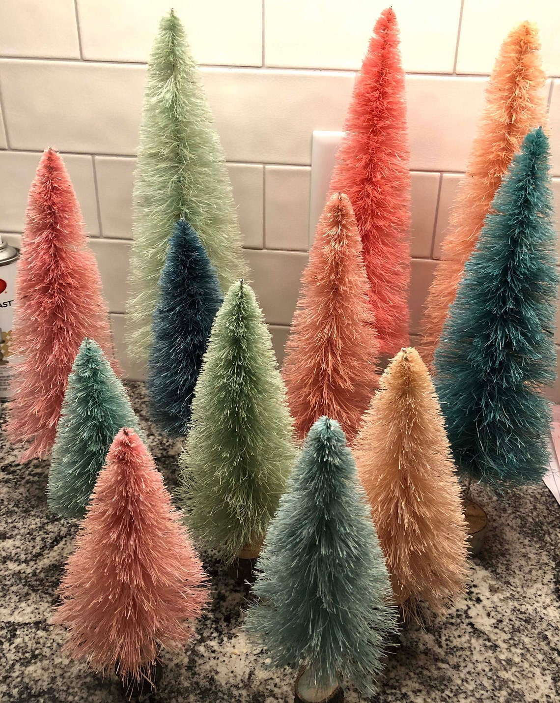 Handmade VintageStyle Sisal Bottle Brush Trees Etsy