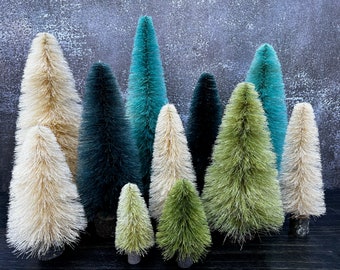 Handmade, Vintage-Style Sisal Bottle Brush Trees