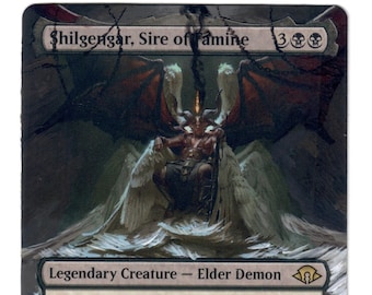 Shilgengar Sire of Famine, arte completo alterado, MTG Demon EDH Commander Angel Orzhov
