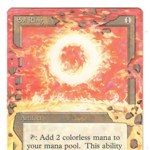 Sol Ring Full Art Altered MTG Magic Revised Old Bordered Hand Painted EDH