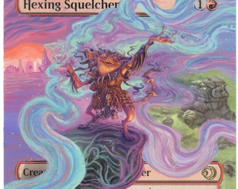 Hexing Squelcher Arte completo alterado MTG Lorwyn Eclipsado CEDH Goblin Contrahechizo
