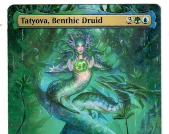 Tatyova Benthic Druid Arte alterado sin texto MTG Magic Regalo del Día del Padre Landfall