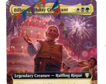Celebrante del cumpleaños de Bilbo Arte completo alterado MTG Precon LotR Gain Life Extended