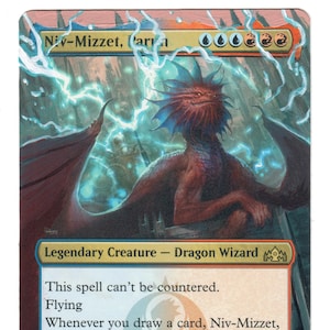 Niv-Mizzet Parun alterado Arte completo MTG Magic Commander EDH Pintado Regalo Pimp Cumpleaños