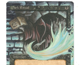 Dark Ritual Revised Altered Full Art MTG Magic Commander EDH Painted Old School Vintage Mono Black