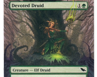 Druida devoto Arte completo alterado Magia TG CEDH Elfo Sin bordes Combo Mana Dork