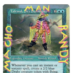 Talrand Sky Summoner alterato Full Art MTG Magic Commander EDH Blue Merfolk Regalo senza bordi