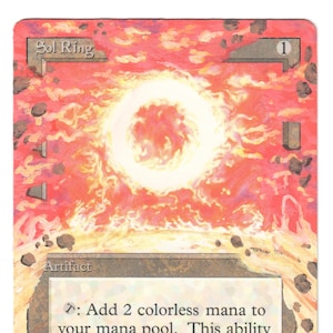 Anello solare Full Art Altered MTG Magic Revised Old Bordered Dipinto a mano EDH