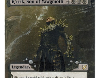 K'rrik Hijo de Yawgmoth Modificado Arte Completo MTG Magic Commander EDH Pintado Regalo de Cumpleaños Presente Phyrexiano