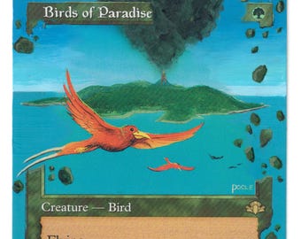 Birds of Paradise Altered Full Art MTG Retro Frame Dominaria Old