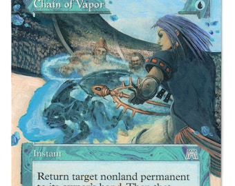Cadena de Vapor, Arte Alterado, MTG Magic cEDH Azul, Rebote de Grapas Instantáneo, Hechizo, Regalo