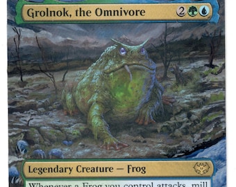Grolnok el Omnívoro Arte Completo Mágico TG EDH Rana Comandante Legendario Simic