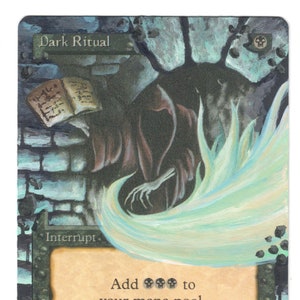 Dark Ritual Revised Altered Full Art MTG Magic Commander EDH Painted Old School Vintage Mono Black
