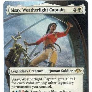 Sisay Weatherlight Captain Altered Art MTG 5 Color CEDH Painted Commander