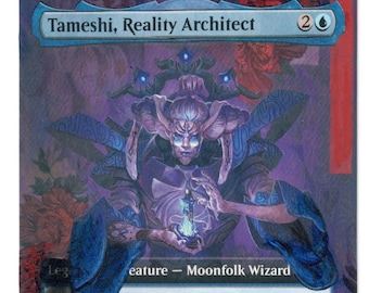 Tarjeta de arte alterada de Tameshi Reality Architect extendida con pintura acrílica a mano