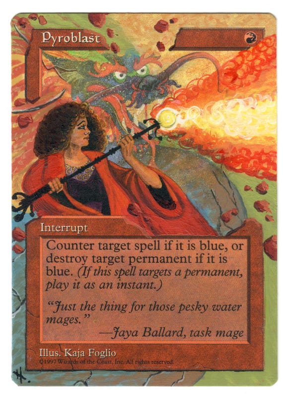 Pyroblast Altered Art Retro Frame EDH Commander MTG Instant Hand Painted Red