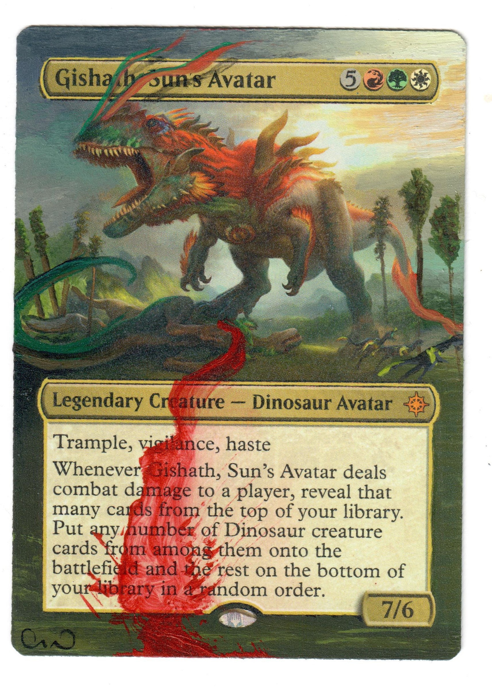Gishath Suns Avatar Altered Full Art MTG Magic Commander Dinosaur