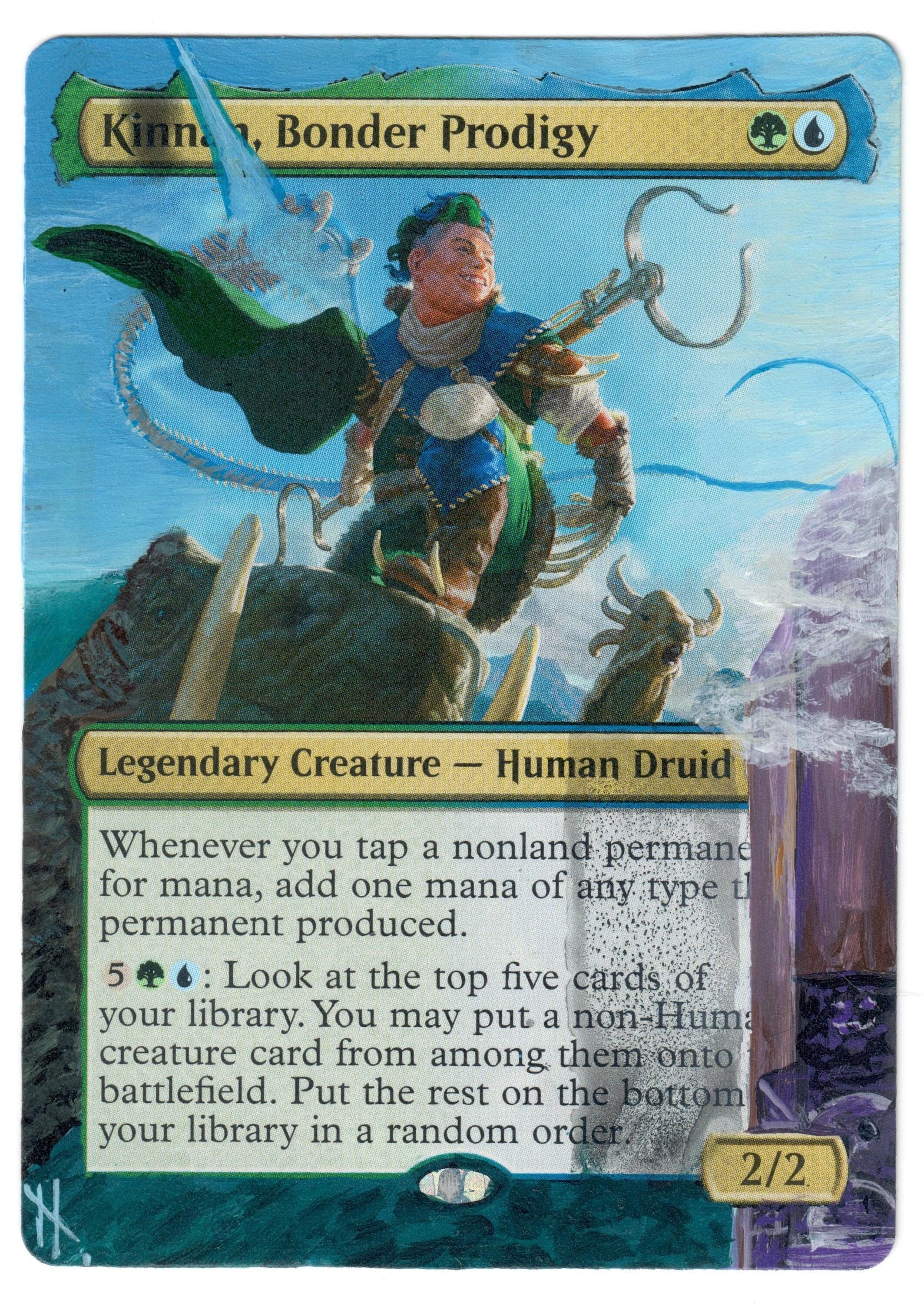 Kinnan Bonder Prodigy Basalt Monolith Altered Art MTG Hand Painted