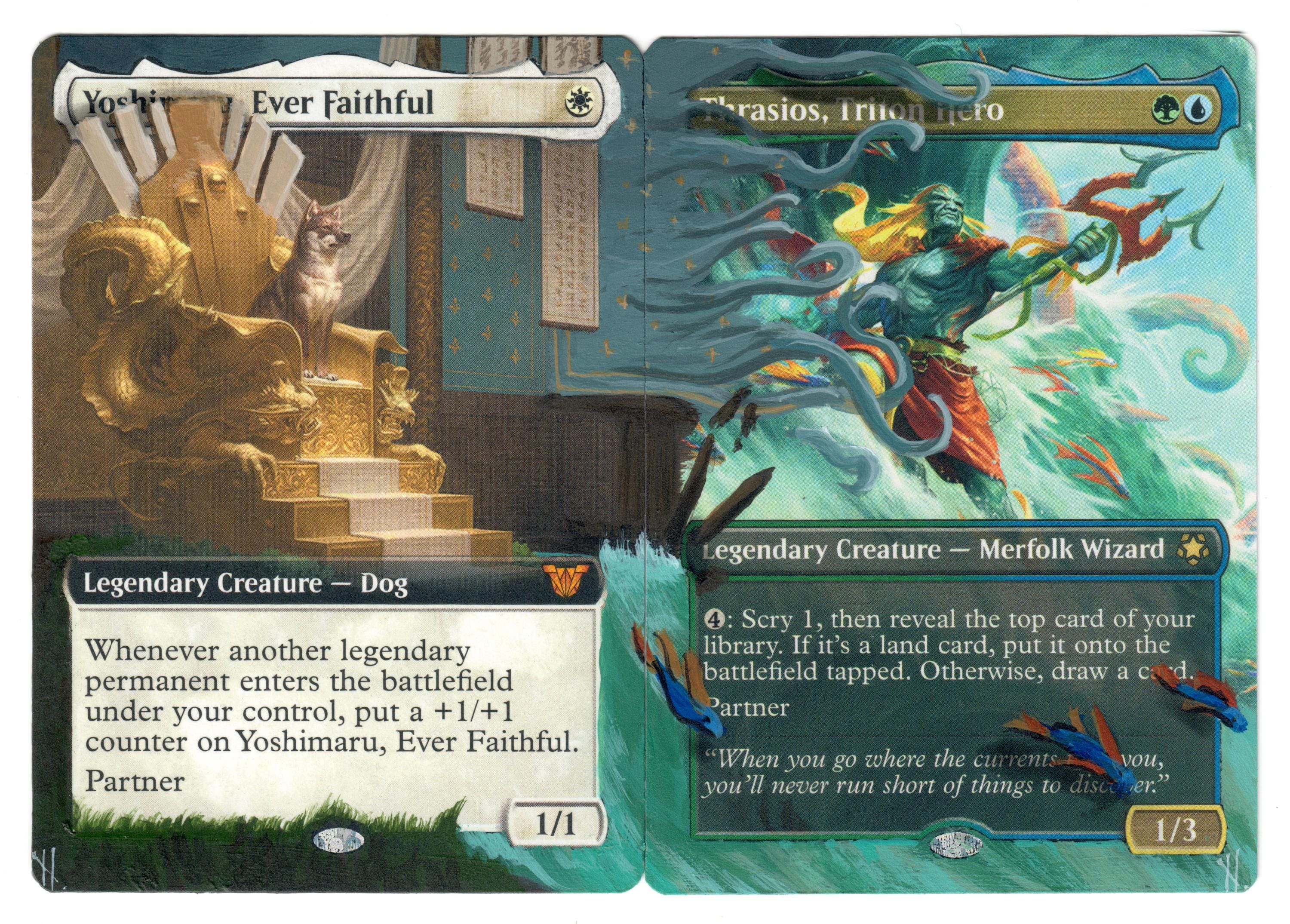 Yoshimaru & Thrasios Altered Art MTG Matching Hand Painted