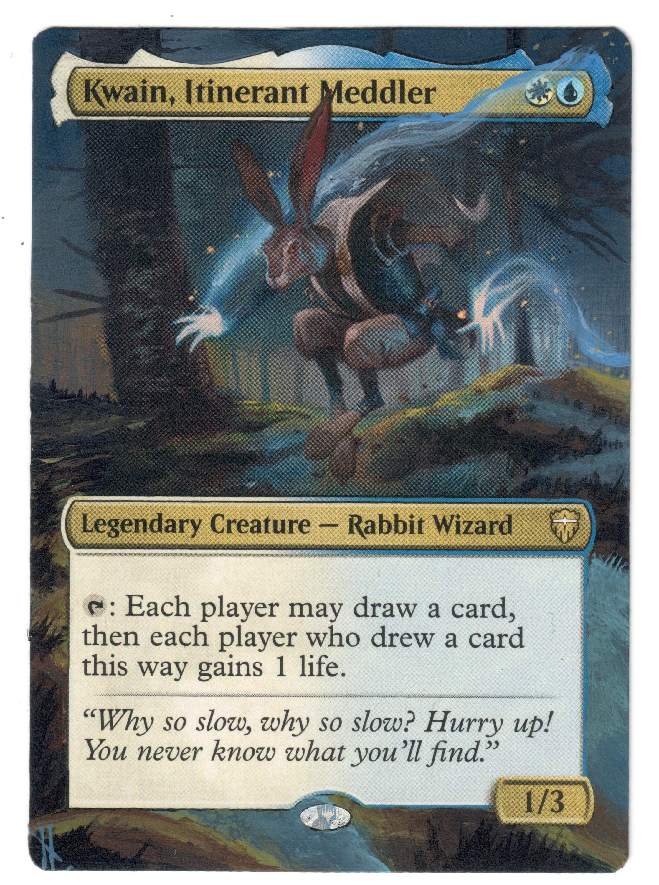 Carte à dessiner Azorius Rabbit Wizard Azorius, Kwain, illustration intégrale modifiée