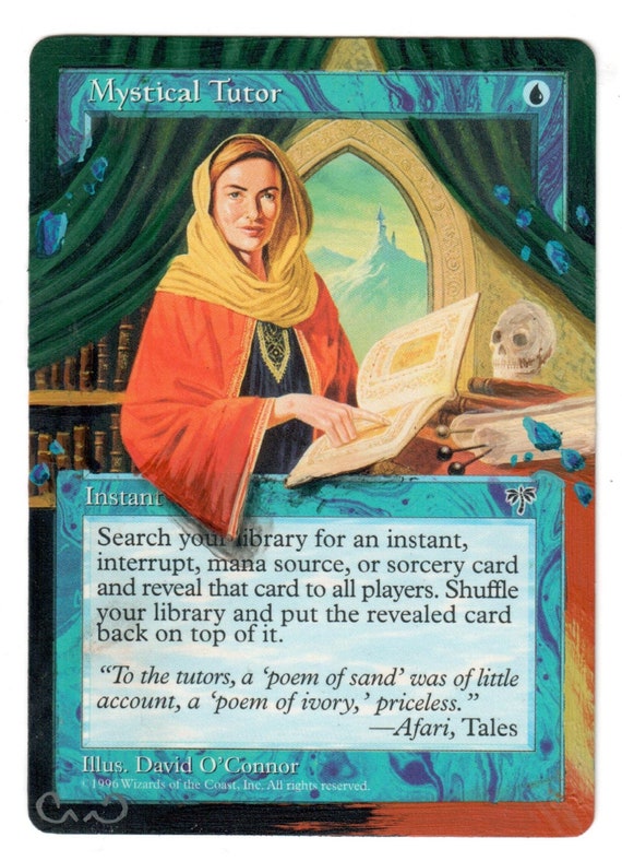 Mystical Tutor Altered Full Art MTG Magic Commander EDH Blue Painted  Fathers Day