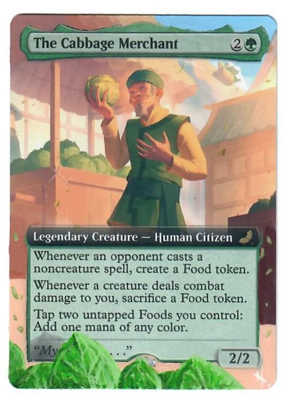 cabbage merchants mtg card Commander Deck EDH Deck The Merchant 100 Magic Cards Custom Deck Avatar: The Last Airbender Green Food Deck Add one mana of any color The Cabbage Merchant Altered Full