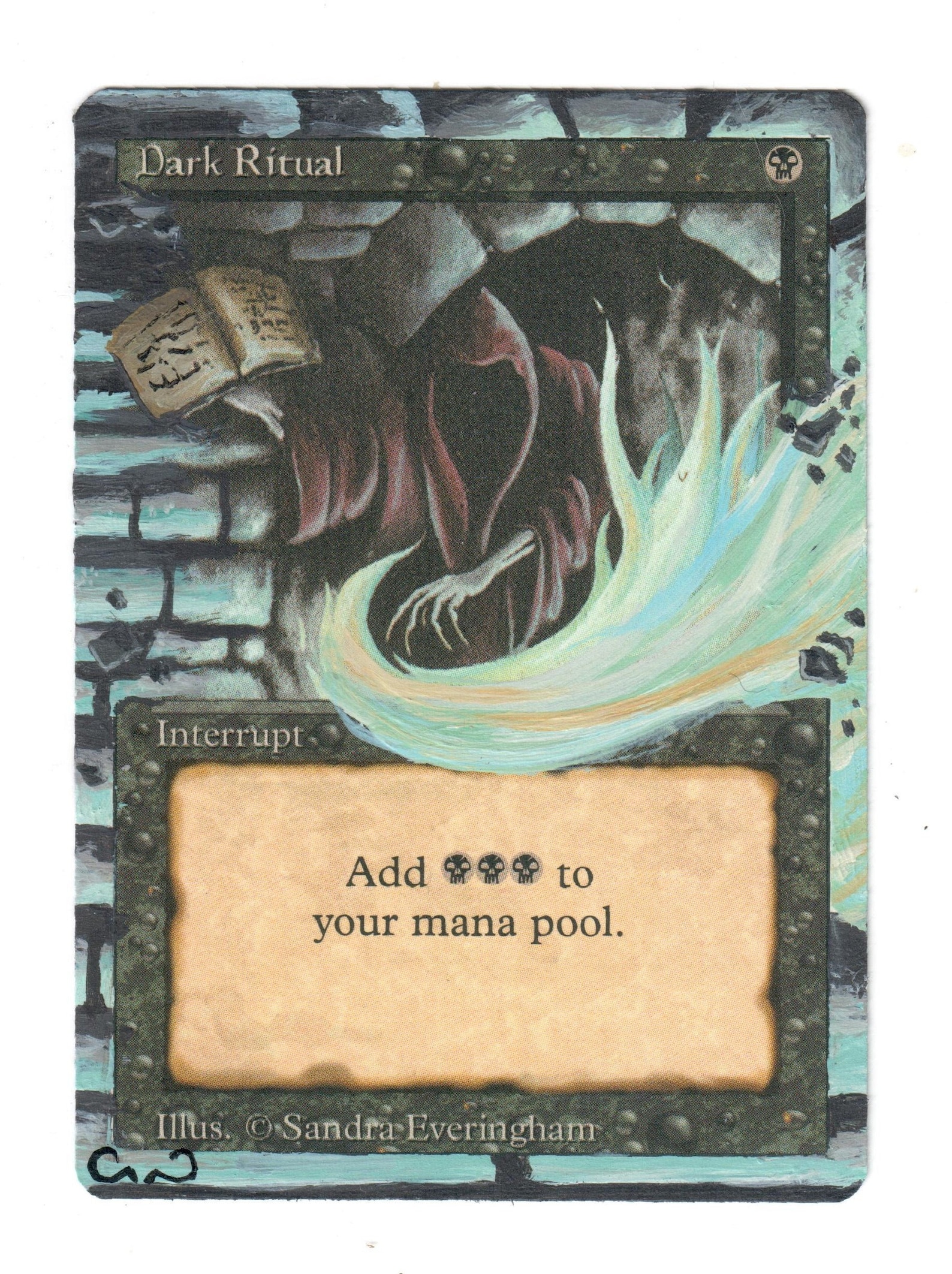 Dark Ritual Revised Altered Full Art MTG Magic Commander EDH Painted Old School Vintage Mono