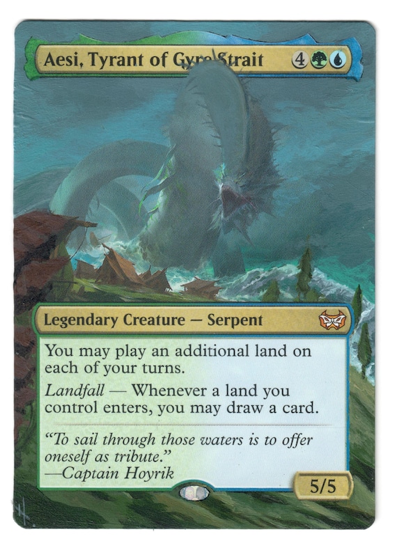 Aesi Tyrant of Gyre Strait Altered Full Art MTG Landfall Commander Borderless Aesi Tyrant of Gyre Strait Altered Full Art MTG Landfall Commander Borderless