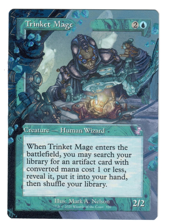 Trinket Mage Altered Art MTG Wizard Retro Frame Blue Tutor Creature Card  EDH - Etsy Finland