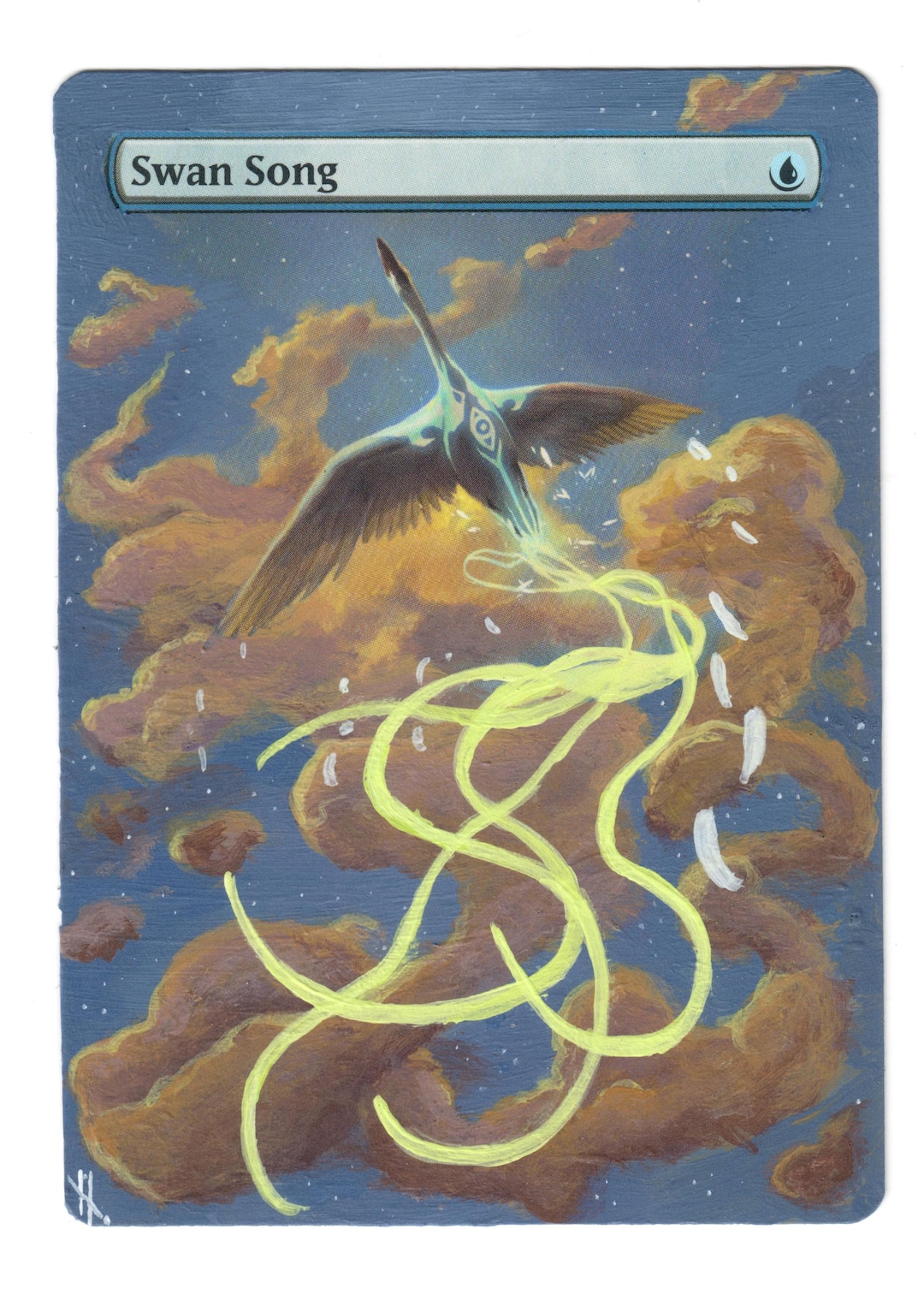 mtg full art textless cards Swan Song Bordlerless Altered Fully Painted Version Sacrifice Sakura Magic the Gathering Child of