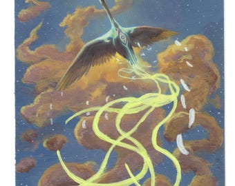 Swan Song Bordlerless Altered Full Art MTG Versión sin texto y completamente pintada