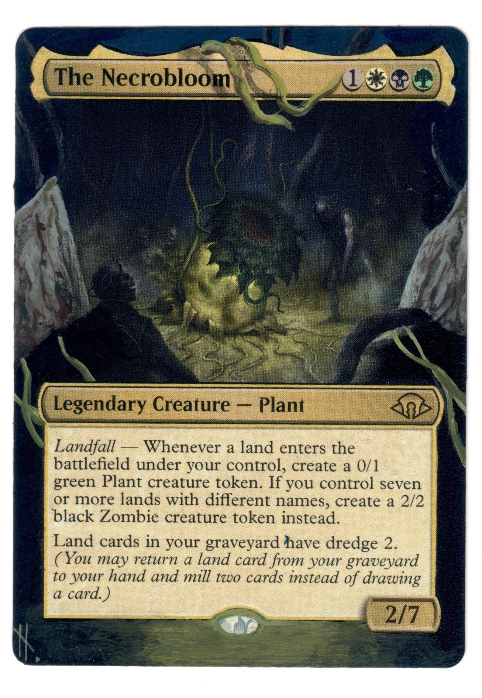The Necrobloom Altered Full Art MTG Cedh Hand Painted Borderless MH3 Dredge  - Etsy