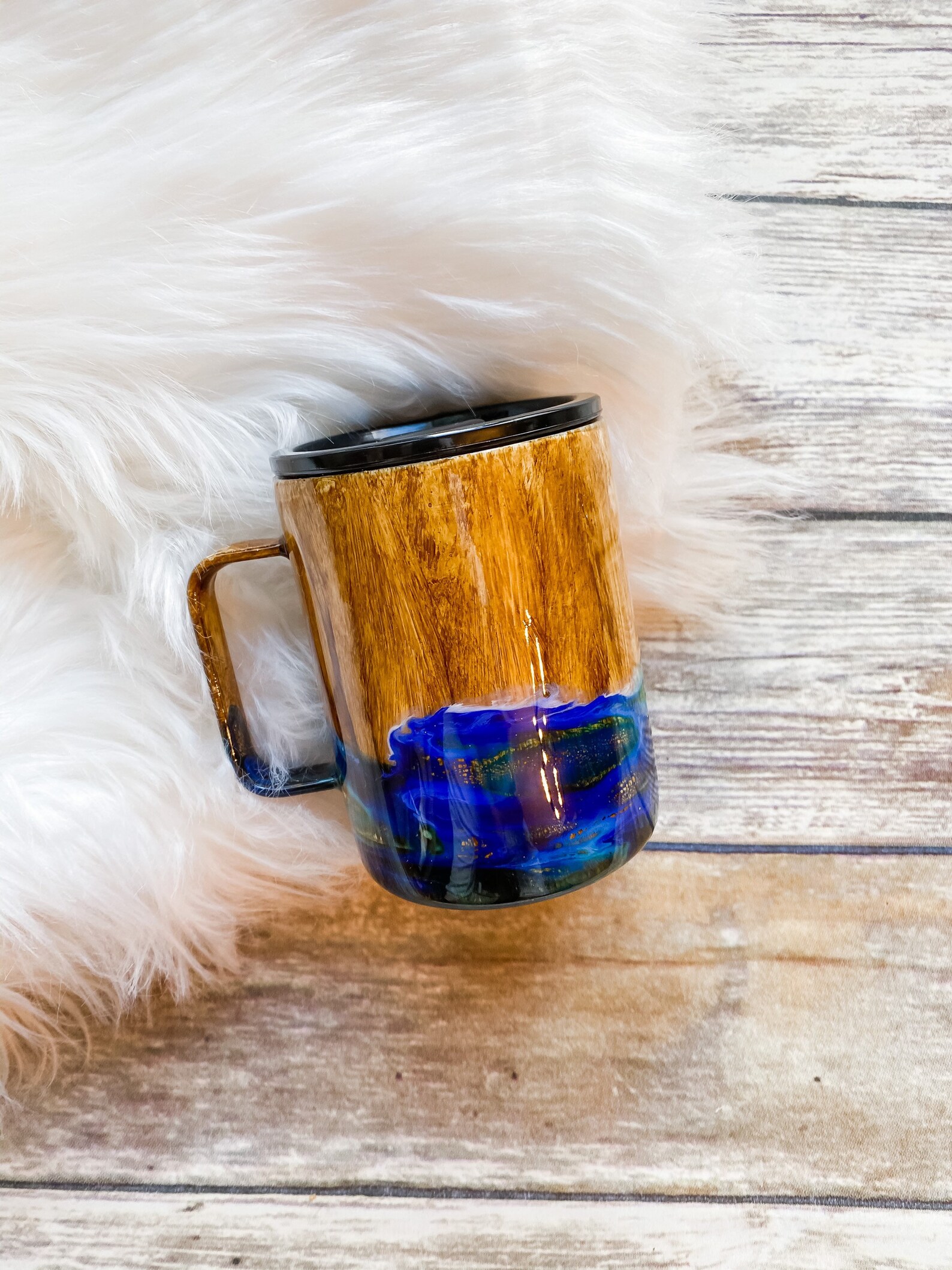 Wood grain ocean alcohol ink tumbler Etsy