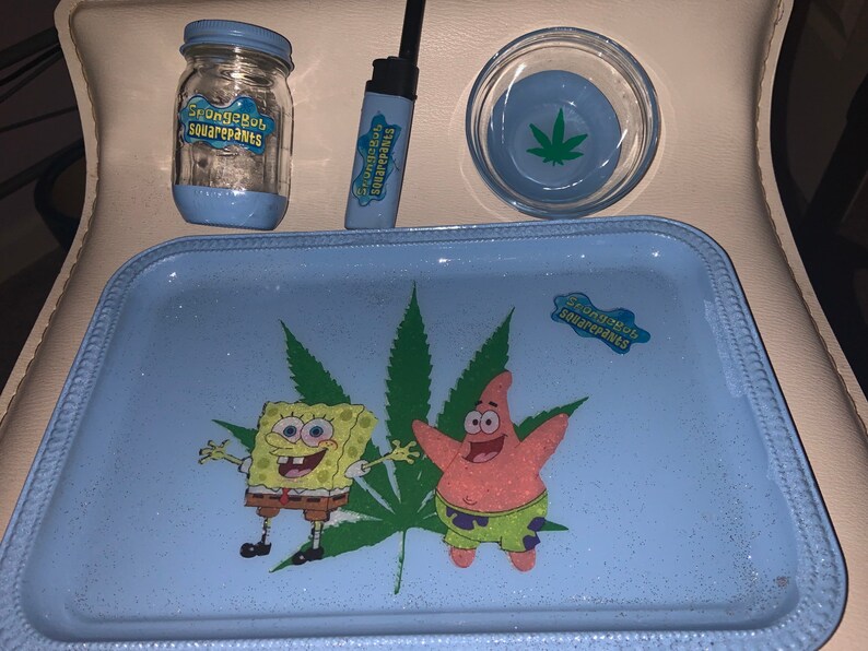 Spongebob rolling tray set pink Etsy